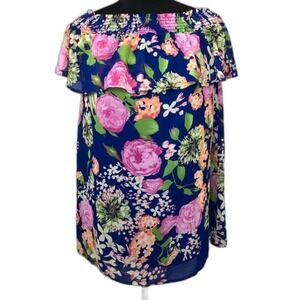 Altar'd State Off The Shoulder  Blue Floral Top M